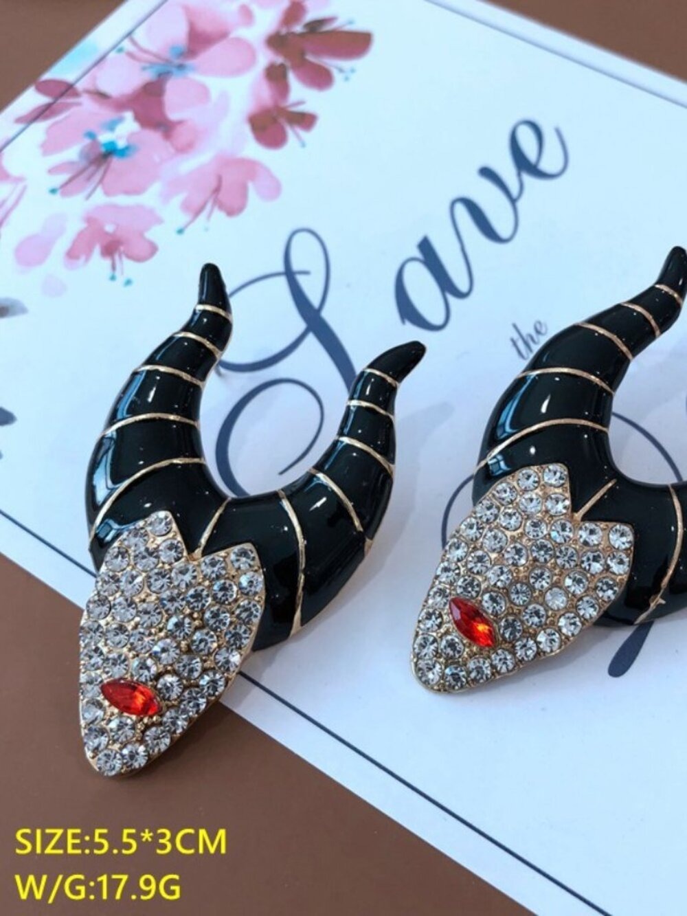 18k Gold Plated Stainless Steel Maleficent Statement Earrings Gothic Jewelry